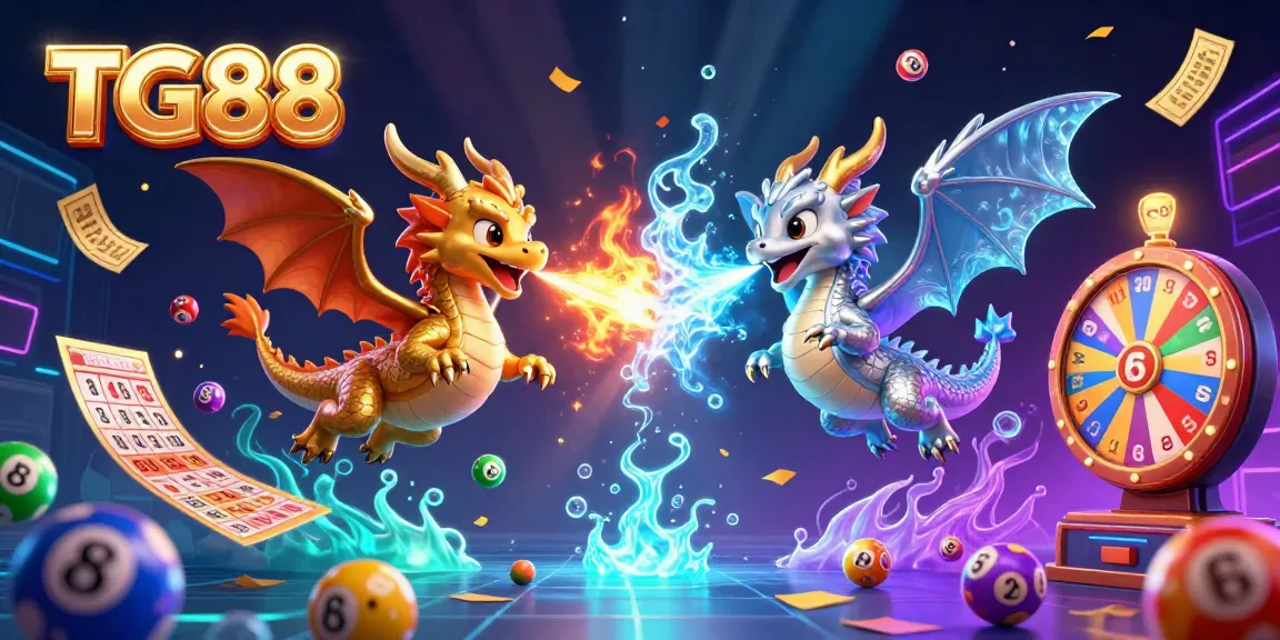 Experience thrilling gaming at TG88 with 3D cartoon dragons and vibrant lottery elements.