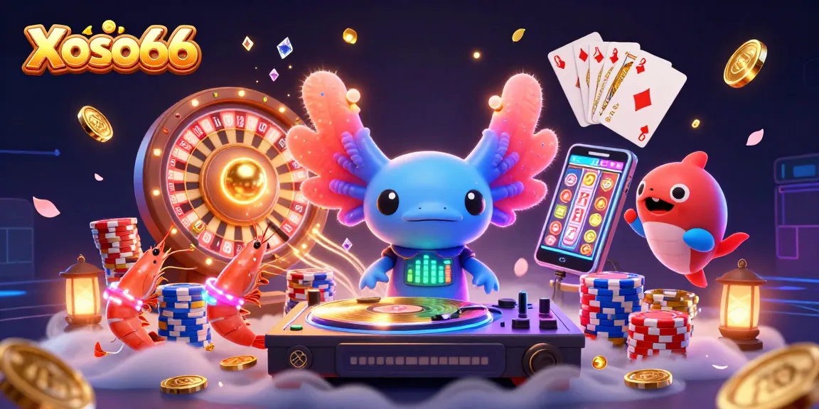Xoso66 brings lively gaming excitement with a neon DJ and vibrant underwater scene.