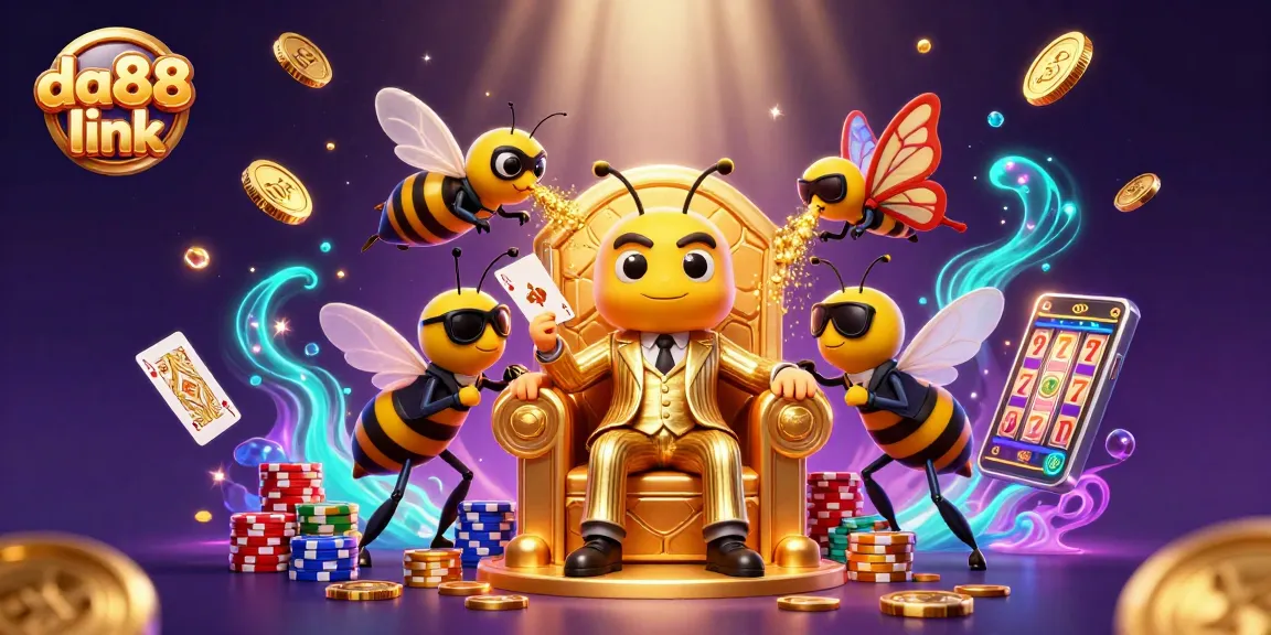 Experience the excitement of the da88 link within a vibrant 3D casino scene filled with dazzling elements.