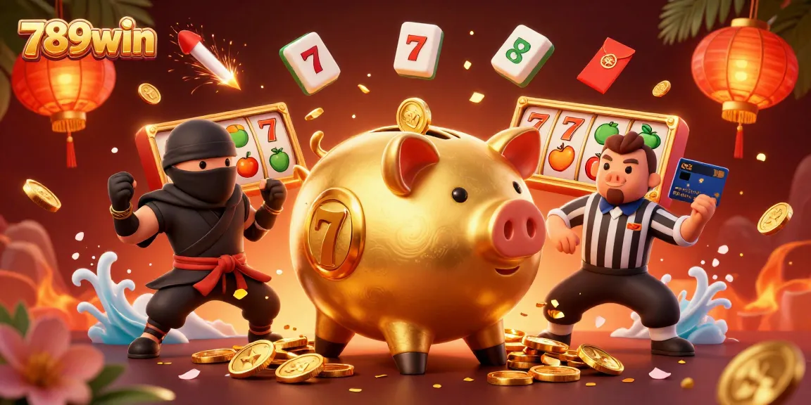 Engage in thrilling 789win casino action with colorful slot reels and dynamic characters in a vibrant illustration.