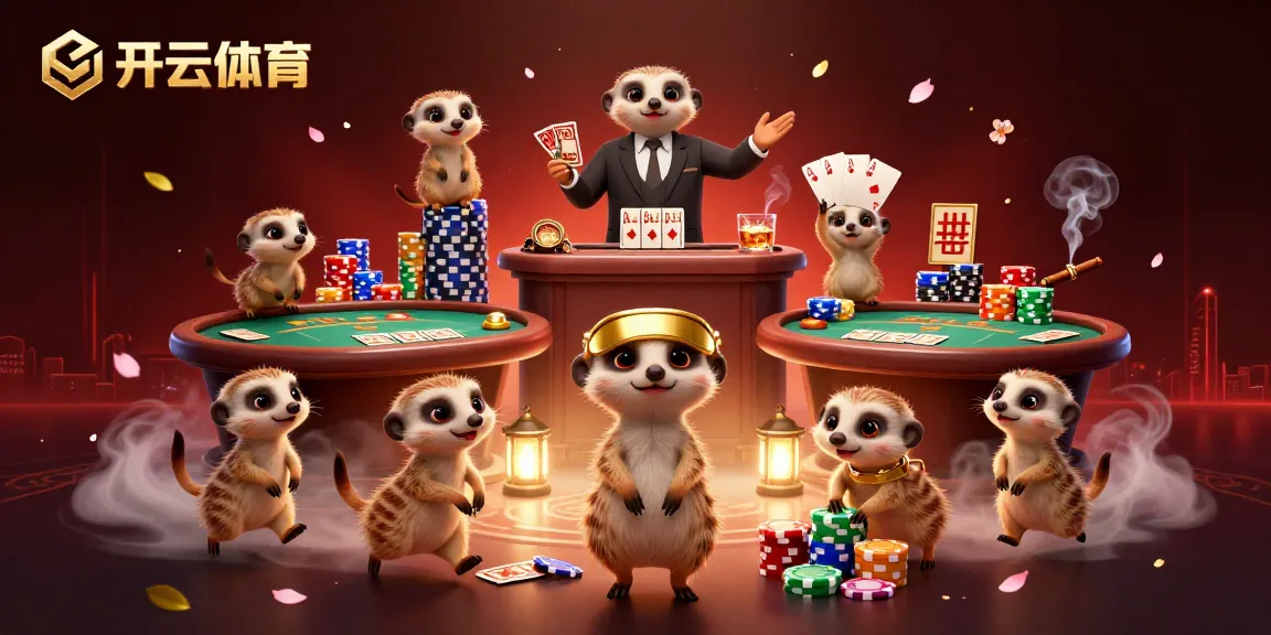 Experience excitement at 开云体育 with meerkats running a lively casino scene featuring poker and colorful chips.