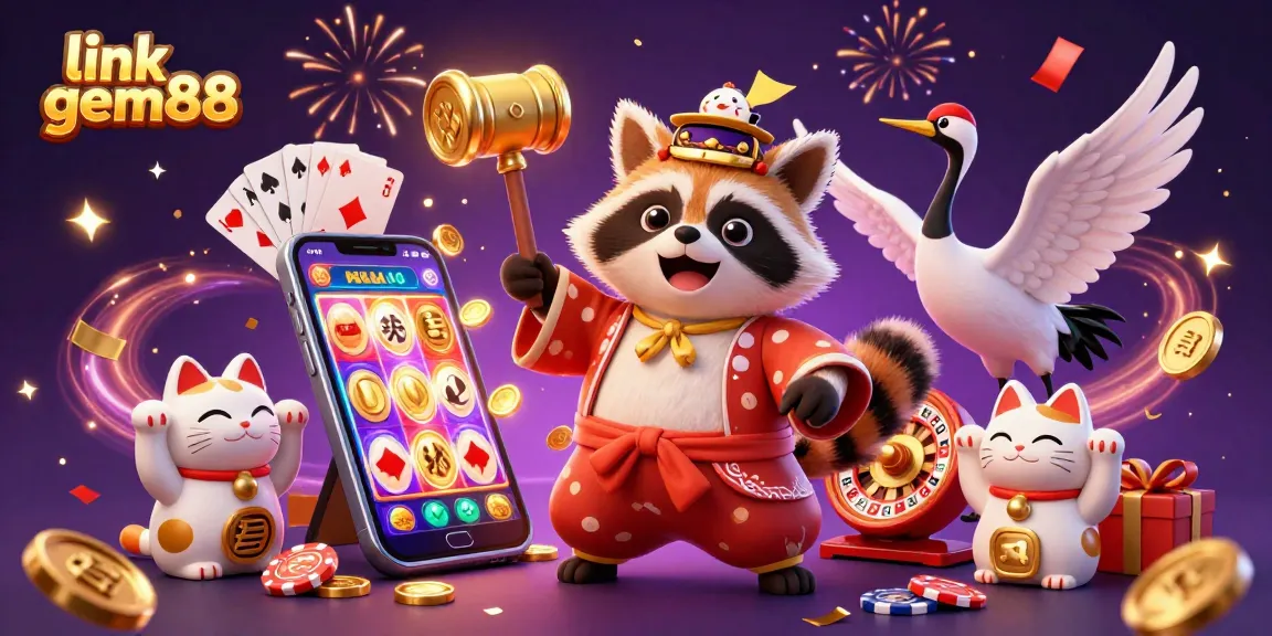 Engage with exciting features and bonuses at link gem88 through this vibrant 3D casino illustration.