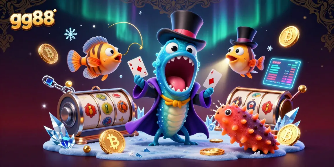 Engage with gg88 in a vibrant 3D world where an eel performs casino magic surrounded by digital currency elements.