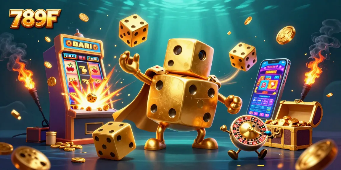 Win big at 789F as colorful dice and a slot machine burst with excitement in an underwater casino!