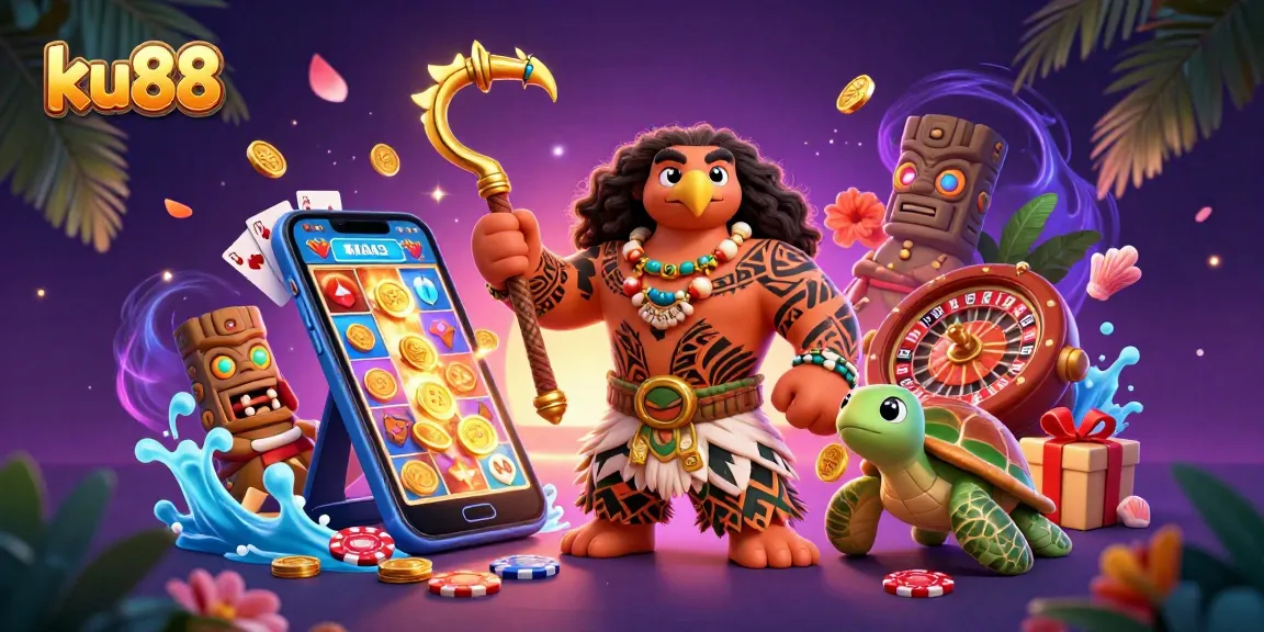 Experience thrilling wins with ku88 in a vibrant 3D casino illustration featuring engaging gambling elements.