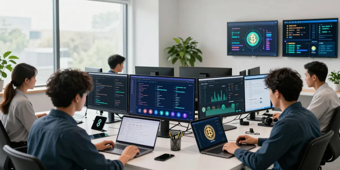 Effektives Zahlungs-Gateway für Krypto in modernem Büro mit Teamarbeit und digitalen Analysen.