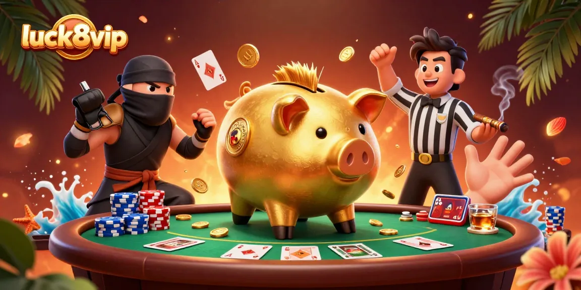 Engage with luck8vip where the golden piggy bank sumo wrestler dominates the casino scene.