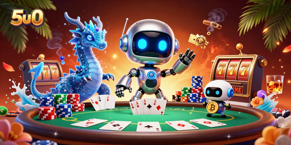 Experience thrilling poker gameplay and vibrant visuals with 5u0's dynamic 3D casino scene.