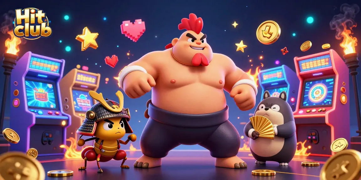 Experience thrilling gameplay at Hit club with a dynamic 3D cartoon scene featuring colorful characters and vibrant casino elements.