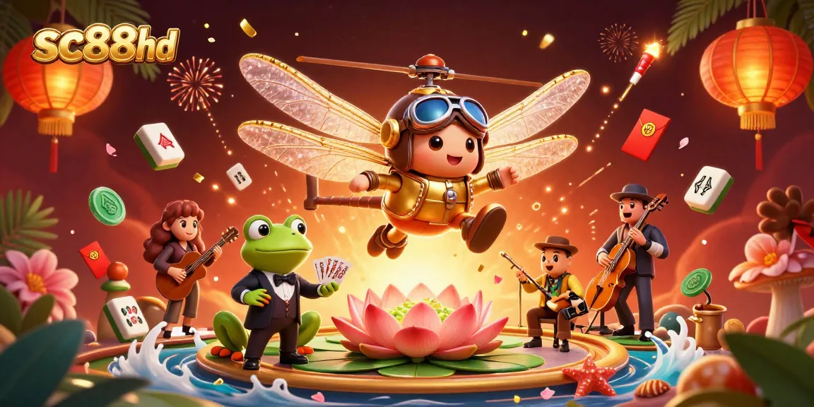 Experience winnings at sc88hd with colorful characters and vibrant casino elements in a festive illustration.