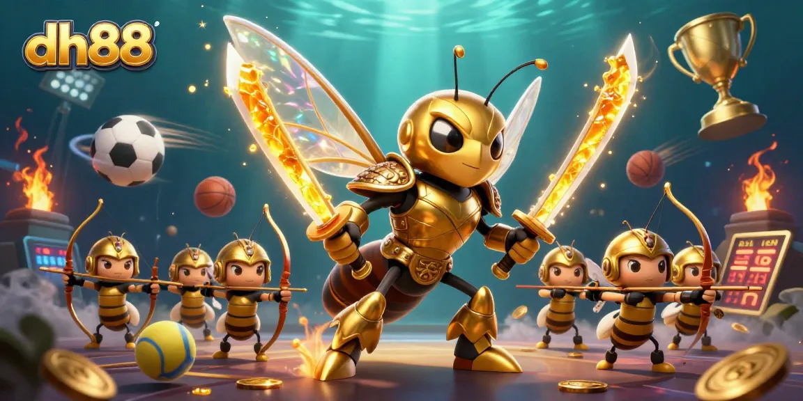 Experience thrilling gaming with dh88 in this vibrant underwater casino scene featuring golden hornets and sports action.