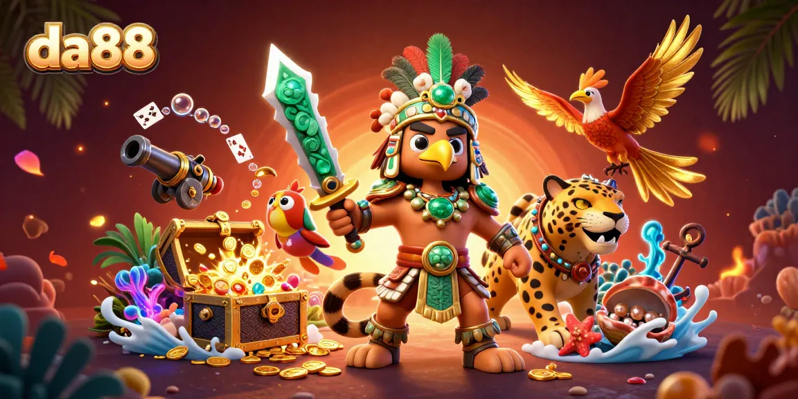 Experience the thrill at da88 with a vibrant Aztec-themed casino scene showcasing immersive game elements.
